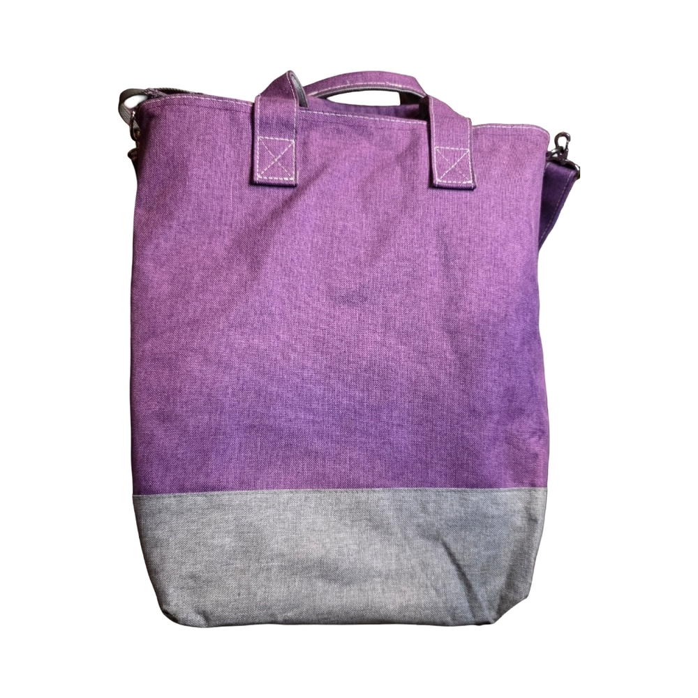 Lock & Lock Insulated Tote Bag Purple Gray Cooler Carryall 14x16x6